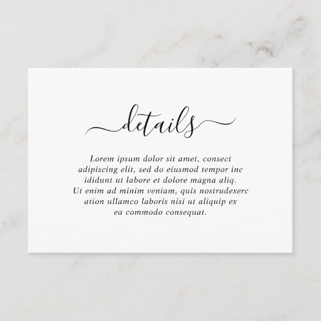 Carte D'accompagnement Détails sur le Mariage noir et blanc simple et élé (Devant)