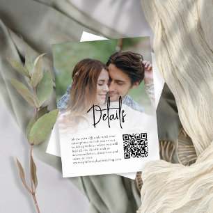Carte D'accompagnement Détails sur le Mariage QR de la photo de script in