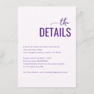 Carte D'accompagnement Détails typographiques violets élégants