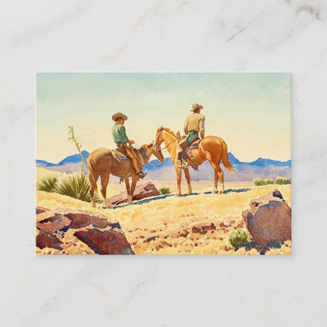 Carte D'accompagnement Deux cowboys à cheval par Maynard Dixon (Devant)