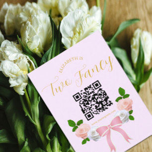 Carte D'accompagnement Deux Fancy Bow Floral Bird Registre