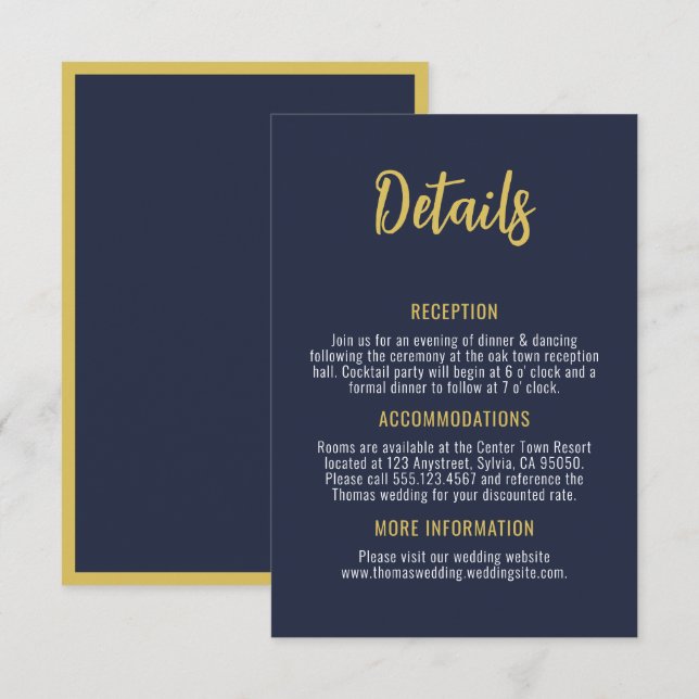 Carte D'accompagnement Deux poissons de moins dans la mer Marine Mariage  (Devant / Derrière)