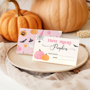 Carte D'accompagnement Devine combien de citrouilles Halloween rose