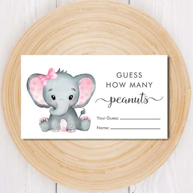 Carte D'accompagnement Devinez combien d'arachides éléphant bébé fille do (Créateur téléchargé)