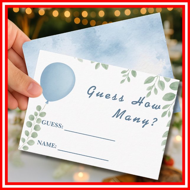 Carte D'accompagnement Devinez combien de Baby showers jeu Balloon Eucaly (Créateur téléchargé)