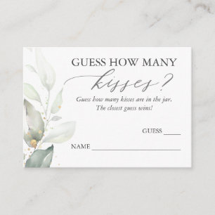 Carte D'accompagnement Devinez combien de baisers Green Game Cards