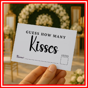 Carte D'accompagnement Devinez combien de baisers Jeu de fête de mariage