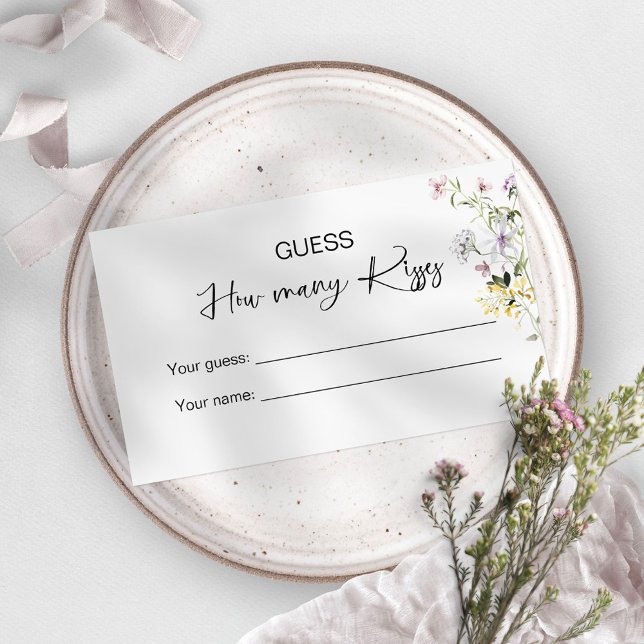 Carte D'accompagnement Devinez combien de baisers Jeu de mariage (Créateur téléchargé)