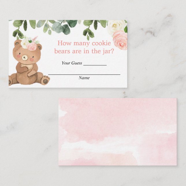 Carte D'accompagnement Devinez combien de biscuits les ours insèrent baby (Devant / Derrière)