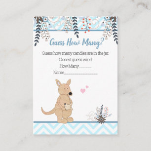 Carte D'accompagnement Devinez combien de Blue Kangaroo Baby shower Boho 