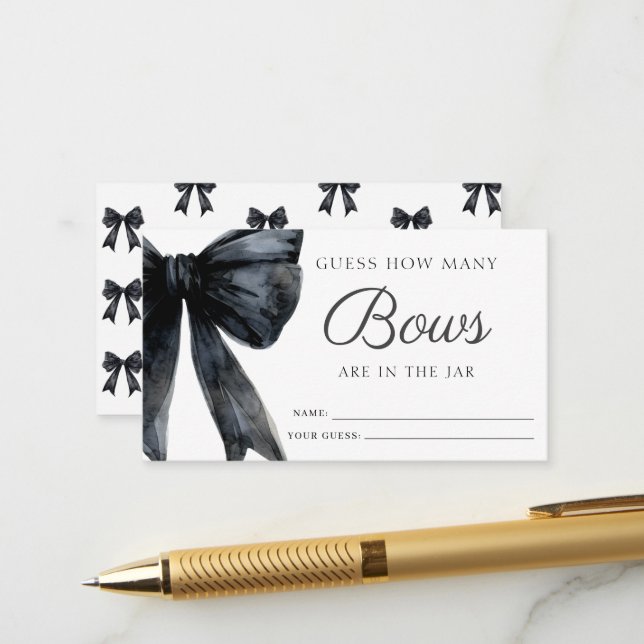 Carte D'accompagnement Devinez combien de Bows Black Fête des mariées jeu (Devant/Arrière en situation)