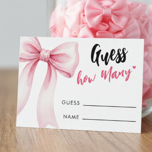 Carte D'accompagnement Devinez combien de ruban à nœud rose pour une Baby