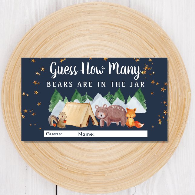 Carte D'accompagnement Devinez combien d'ours Woodland Baby shower jeu (Créateur téléchargé)