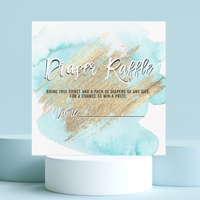 Carte D'accompagnement DIAPER RAFFLE Billet Blue Gold Baby shower (Créateur téléchargé)