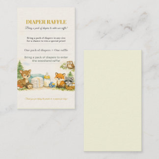 Carte D'accompagnement Diaper Raffle Card | Woodland Baby Shower Invite