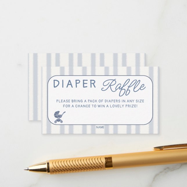 Carte D'accompagnement Diaper Raffle Coffe Brunch Dusty Blue Baby Shower (Devant/Arrière en situation)