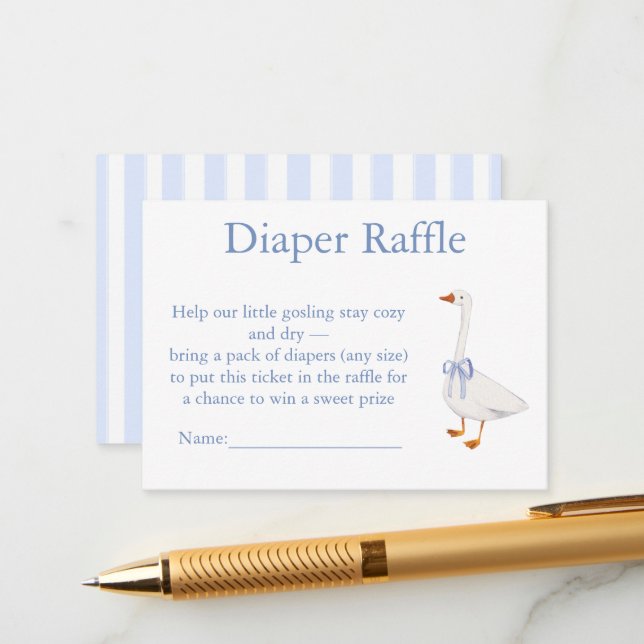 Carte D'accompagnement diaper raffle goose (Devant/Arrière en situation)