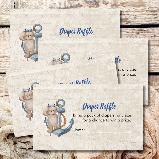 Carte D'accompagnement Diaper Raffle Jeu Ahoy C'est un Baby shower garçon (Créateur téléchargé)