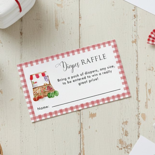 Carte D'accompagnement Diaper Raffle Locally Grown Baby Shower Gingham (Créateur téléchargé)
