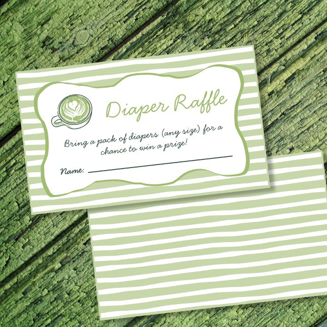 Carte D'accompagnement Diaper Raffle Matcha Green Tea Baby Shower (Diaper Raffle Matcha Green Tea Baby Shower Enclosure Card)