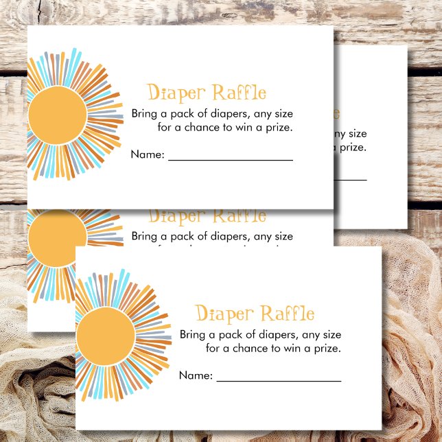 Carte D'accompagnement Diaper Raffle Retro Boho Sun Baby shower Jeu (Créateur téléchargé)