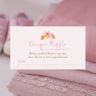 Carte D'accompagnement Diaper Raffle Ticket Coquette Croissant