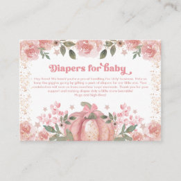 Carte D'accompagnement Diapeurs Citrouilles Fille Rose Pour Baby shower
