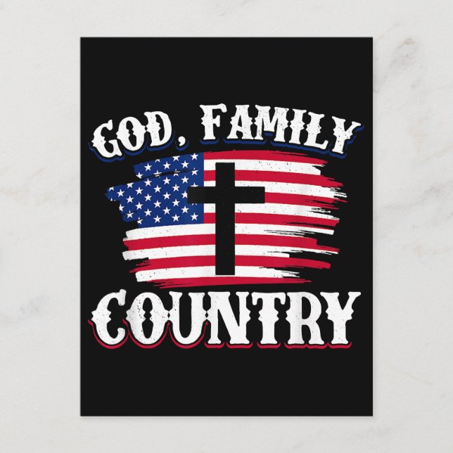 Carte D'accompagnement Dieu Famille Pays American Drapeau Croix Christian (Devant)