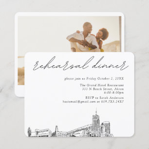 Carte D'accompagnement Dîner de répétition élégant Mariage Akron