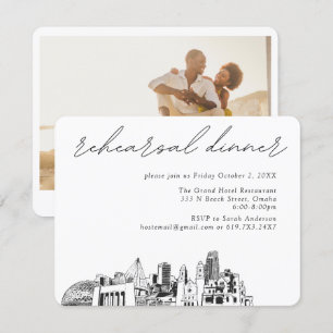 Carte D'accompagnement Dîner de répétition élégant Mariage Omaha