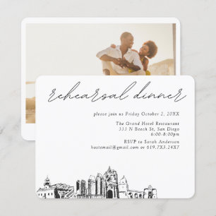Carte D'accompagnement Dîner de répétition élégante du Mariage San Diego