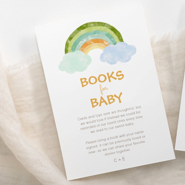 Carte D'accompagnement Dinosaur Moderne Baby shower Arc-En-Ciel Livres Po (Créateur téléchargé)