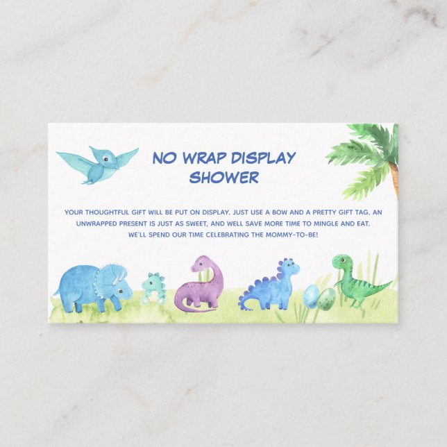 Carte D'accompagnement Dinosaur No Wrap Display Cadeaux Baby shower (Devant)