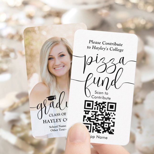 Carte D'accompagnement Diplôme du College Pizza Fund QR Code & Photo (Créateur téléchargé)