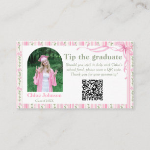 Carte D'accompagnement Diplômée Florale Ruban Rose