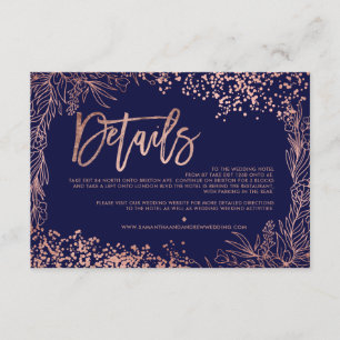 Carte D'accompagnement Direction florale de mariage de confettis roses