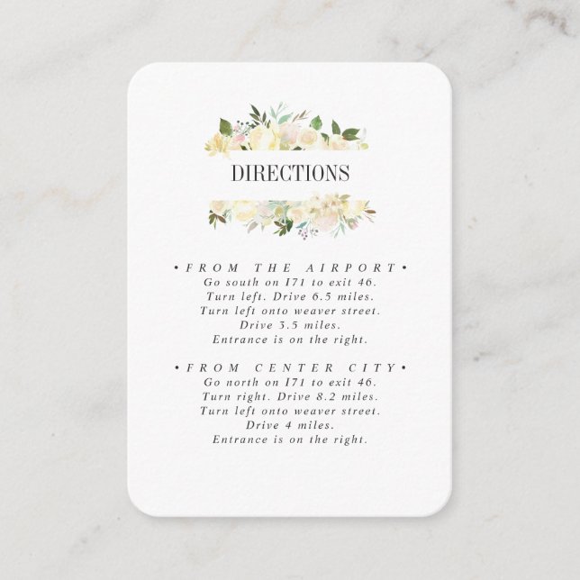 Carte D'accompagnement Directions de MARIAGE de crème et d'ivoire (Devant)