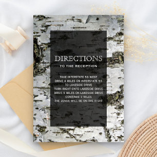 Carte D'accompagnement Directions de mariage modernes avec écorce d'arbre