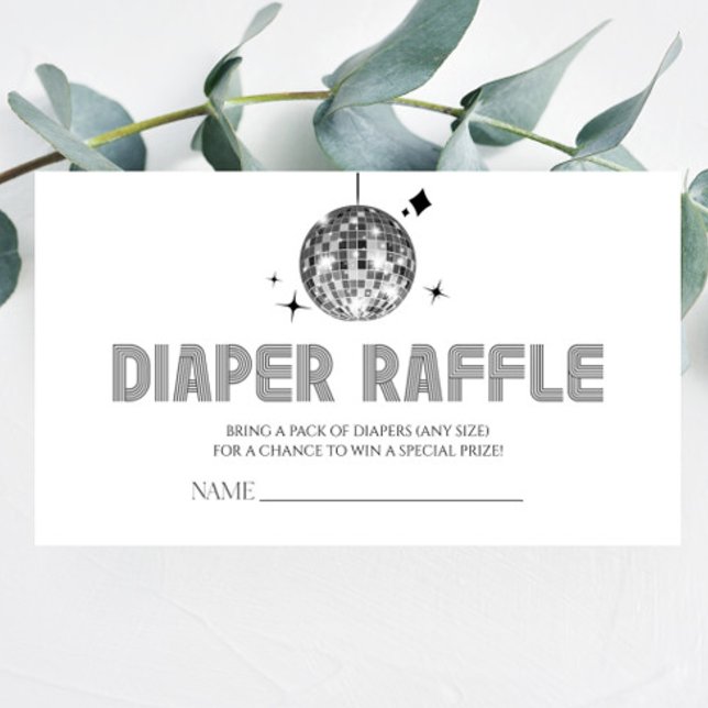 Carte D'accompagnement Disco Ball 'Disco Baby' Baby shower Déchets Raffle (Créateur téléchargé)