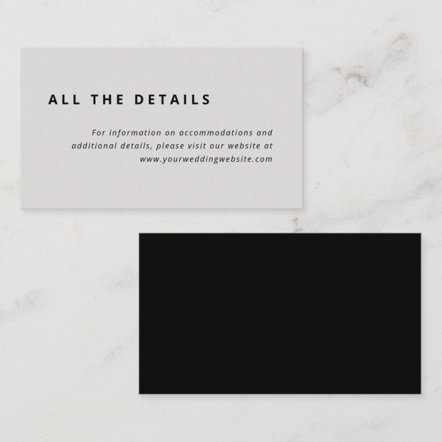 Carte D'accompagnement Disposition minimale | Détails du Mariage gris et  (Devant / Derrière)