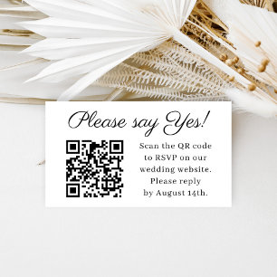 Carte D'accompagnement Dites Oui Mariage élégant Code QR RSVP