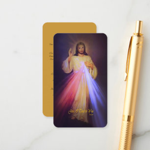 Carte D'accompagnement Divine Mercy Gold avec Prière Chaplet