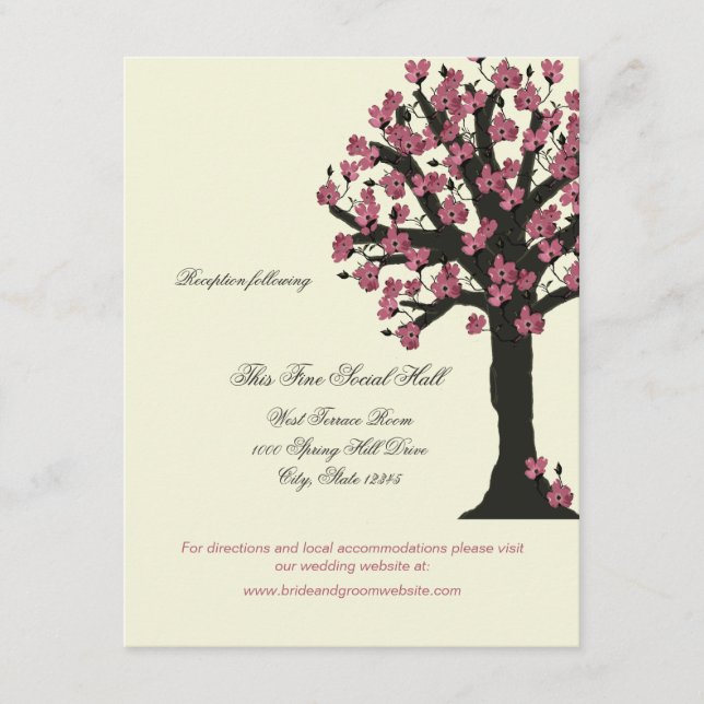 Carte D'accompagnement Dogwood Tree Mariage Information de réception (Devant)