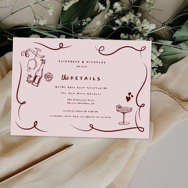 Carte D'accompagnement Doodles lunaires | Détails de l'invité Mariage (Créateur téléchargé)