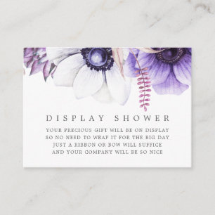 Carte D'accompagnement Douce Fête de Bébé Fleurs Aquarelle Violet Poussié