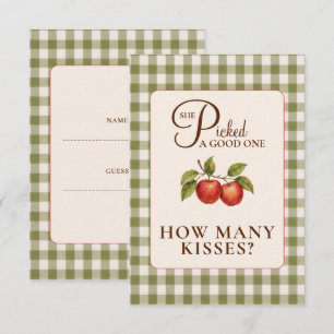 Carte D'accompagnement Douce Mariage Champêtre Vert Sauge Gingham Apple