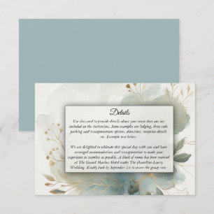Carte D'accompagnement Douce poussière dorée bleue Romance de mariage