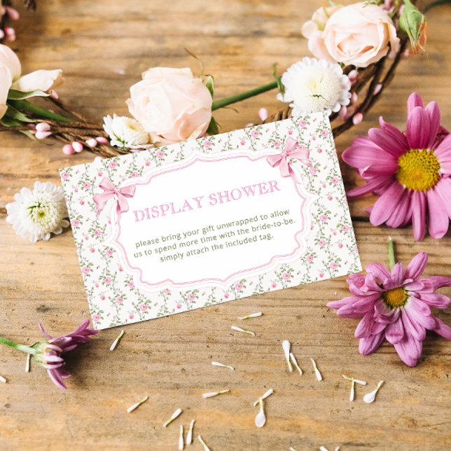 Carte D'accompagnement Douche à ruban rose et fleurs (Créateur téléchargé)