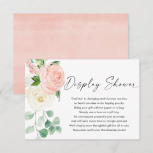 Carte D'accompagnement Douche d'affichage à fleurs rose printanière