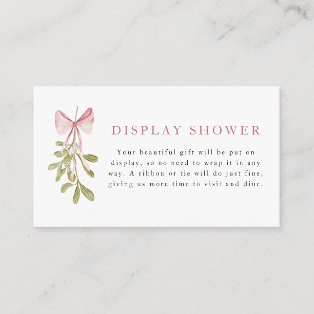 Carte D'accompagnement Douche d'affichage Mistletoe Dusty Rose Bow (Devant)